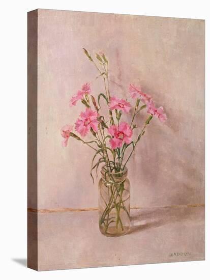 Pinks in a Glass Jar-Joyce Haddon-Stretched Canvas