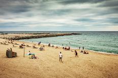 Beach and Sea during Cloudy Dark Summer Day - Stormy Weather Marine Landscape-Pinkyone-Photographic Print