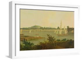 Pinnace Sailing Down the Ganges Past Monghyr Fort, c.1791-Thomas Daniell-Framed Giclee Print