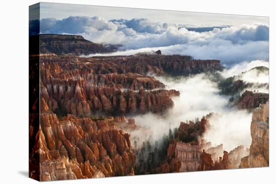 Pinnacles and Hoodoos with Fog Extending into Clouds of a Partial Temperature Inversion-Eleanor-Stretched Canvas