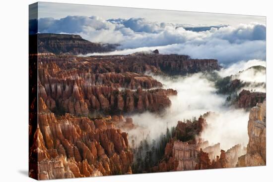 Pinnacles and Hoodoos with Fog Extending into Clouds of a Partial Temperature Inversion-Eleanor-Stretched Canvas