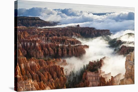 Pinnacles and Hoodoos with Fog Extending into Clouds of a Partial Temperature Inversion-Eleanor-Stretched Canvas