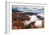 Pinnacles and Hoodoos with Fog Extending into Clouds of a Partial Temperature Inversion-Eleanor-Framed Photographic Print