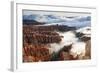 Pinnacles and Hoodoos with Fog Extending into Clouds of a Partial Temperature Inversion-Eleanor-Framed Photographic Print