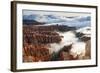 Pinnacles and Hoodoos with Fog Extending into Clouds of a Partial Temperature Inversion-Eleanor-Framed Photographic Print