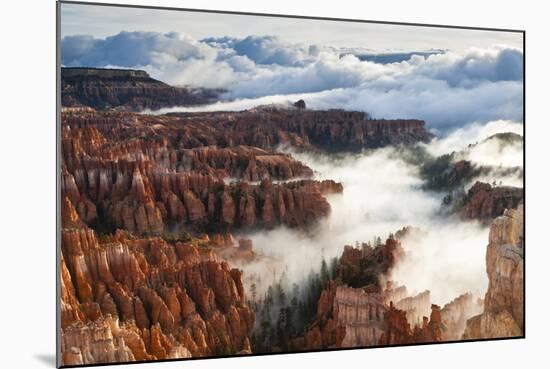 Pinnacles and Hoodoos with Fog Extending into Clouds of a Partial Temperature Inversion-Eleanor-Mounted Photographic Print