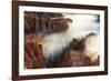 Pinnacles and Hoodoos with Fog Extending into Clouds of a Partial Temperature Inversion-Eleanor Scriven-Framed Photographic Print