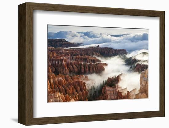 Pinnacles and Hoodoos with Fog Extending into Clouds of a Partial Temperature Inversion-Eleanor-Framed Photographic Print