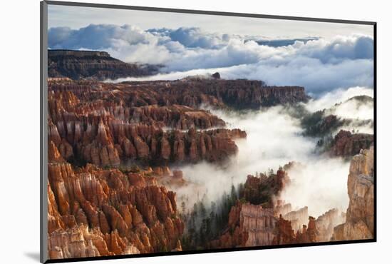 Pinnacles and Hoodoos with Fog Extending into Clouds of a Partial Temperature Inversion-Eleanor-Mounted Photographic Print