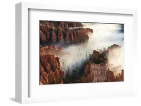Pinnacles and Hoodoos with Fog Extending into Clouds of a Partial Temperature Inversion-Eleanor Scriven-Framed Photographic Print