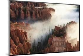 Pinnacles and Hoodoos with Fog Extending into Clouds of a Partial Temperature Inversion-Eleanor Scriven-Mounted Photographic Print