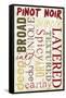 Pinot Noir Typography-Lantern Press-Framed Stretched Canvas