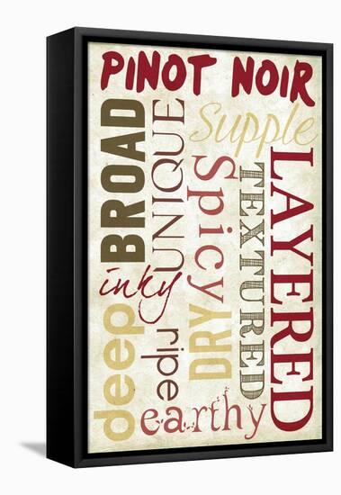 Pinot Noir Typography-Lantern Press-Framed Stretched Canvas