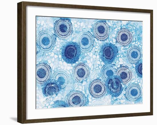 Pinto and Buffalo Flowers Blue-Kellie Day-Framed Art Print