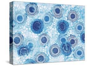 Pinto and Buffalo Flowers Blue-Kellie Day-Stretched Canvas