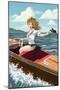 Pinup Girl Boating-Lantern Press-Mounted Art Print