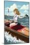 Pinup Girl Boating-Lantern Press-Mounted Art Print