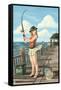 Pinup Girl Fishing on Ocean-Lantern Press-Framed Stretched Canvas