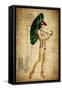 Pinup Girl in the Shade-GI ArtLab-Framed Stretched Canvas