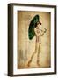 Pinup Girl in the Shade-GI ArtLab-Framed Giclee Print