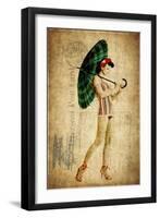 Pinup Girl in the Shade-GI ArtLab-Framed Giclee Print