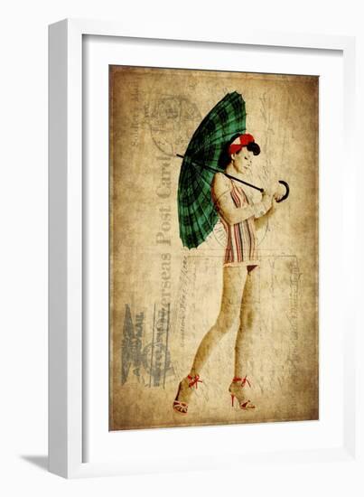 Pinup Girl in the Shade-GI ArtLab-Framed Giclee Print