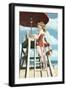 Pinup Girl Lifeguard-Lantern Press-Framed Art Print