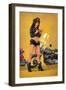 Pinup Girl Police Officer-Lantern Press-Framed Art Print