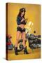 Pinup Girl Police Officer-Lantern Press-Stretched Canvas