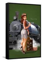 Pinup Girl Railroad Trip-Lantern Press-Framed Stretched Canvas