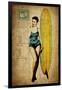 Pinup Girl Surfing-GI ArtLab-Framed Giclee Print