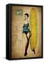 Pinup Girl Surfing-GI ArtLab-Framed Stretched Canvas