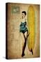 Pinup Girl Surfing-GI ArtLab-Stretched Canvas