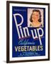 Pinup Vegetable Label - Watsonville, CA-Lantern Press-Framed Art Print