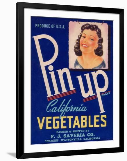 Pinup Vegetable Label - Watsonville, CA-Lantern Press-Framed Art Print