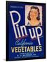 Pinup Vegetable Label - Watsonville, CA-Lantern Press-Framed Art Print