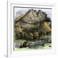 Pioneer Cabin Below the Cliffs of the Appalachians in West Virginia-null-Framed Giclee Print