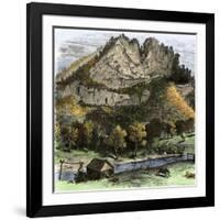 Pioneer Cabin Below the Cliffs of the Appalachians in West Virginia-null-Framed Giclee Print