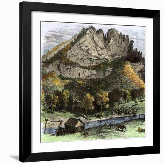 Pioneer Cabin Below the Cliffs of the Appalachians in West Virginia-null-Framed Giclee Print