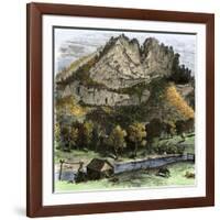 Pioneer Cabin Below the Cliffs of the Appalachians in West Virginia-null-Framed Giclee Print