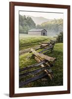 Pioneer's Barn, Split Rail Fence, Cades Cove, Great Smoky Mountains National Park, Tennessee, USA-null-Framed Photographic Print