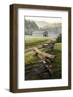 Pioneer's Barn, Split Rail Fence, Cades Cove, Great Smoky Mountains National Park, Tennessee, USA-null-Framed Photographic Print