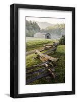 Pioneer's Barn, Split Rail Fence, Cades Cove, Great Smoky Mountains National Park, Tennessee, USA-null-Framed Photographic Print