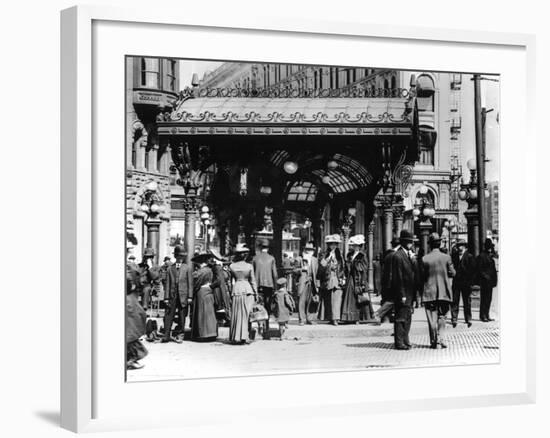 Pioneer Square and Pergola Crowds - Seattle, WA-Lantern Press-Framed Art Print