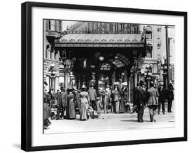 Pioneer Square and Pergola Crowds - Seattle, WA-Lantern Press-Framed Art Print