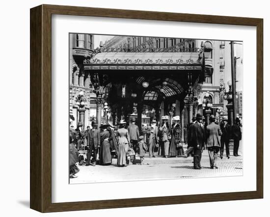 Pioneer Square and Pergola Crowds - Seattle, WA-Lantern Press-Framed Art Print