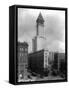 Pioneer Square and Smith Tower Construction - Seattle, WA-Lantern Press-Framed Stretched Canvas