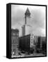 Pioneer Square and Smith Tower Construction - Seattle, WA-Lantern Press-Framed Stretched Canvas