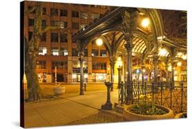 Pioneer Square in Seattle at Early Spring Night. Empty Street.-Iriana Shiyan-Stretched Canvas