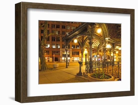 Pioneer Square in Seattle at Early Spring Night. Empty Street.-Iriana Shiyan-Framed Photographic Print